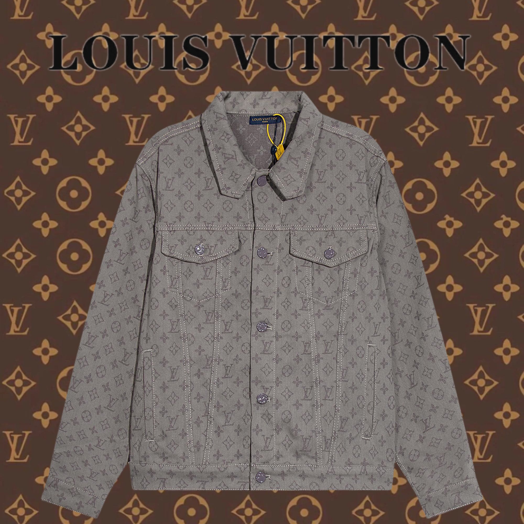 長褲, LOUIS VUITTON - DW 尾燈老花logo牛仔外套 最火牛仔外套沒有之一 ‼️ 難點在於面料 定製竹節棉牛仔提花面料 定織暗紋