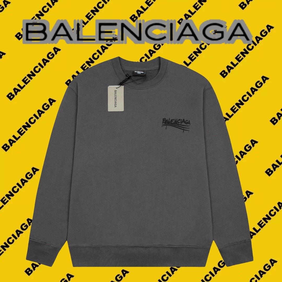 長褲, 衛衣, LOUIS VUITTON - DW 高品質 Balenciga 巴黎世家2023SS 胸標可樂LOGO 圓領衛衣 純棉柔軟面料 對色定染