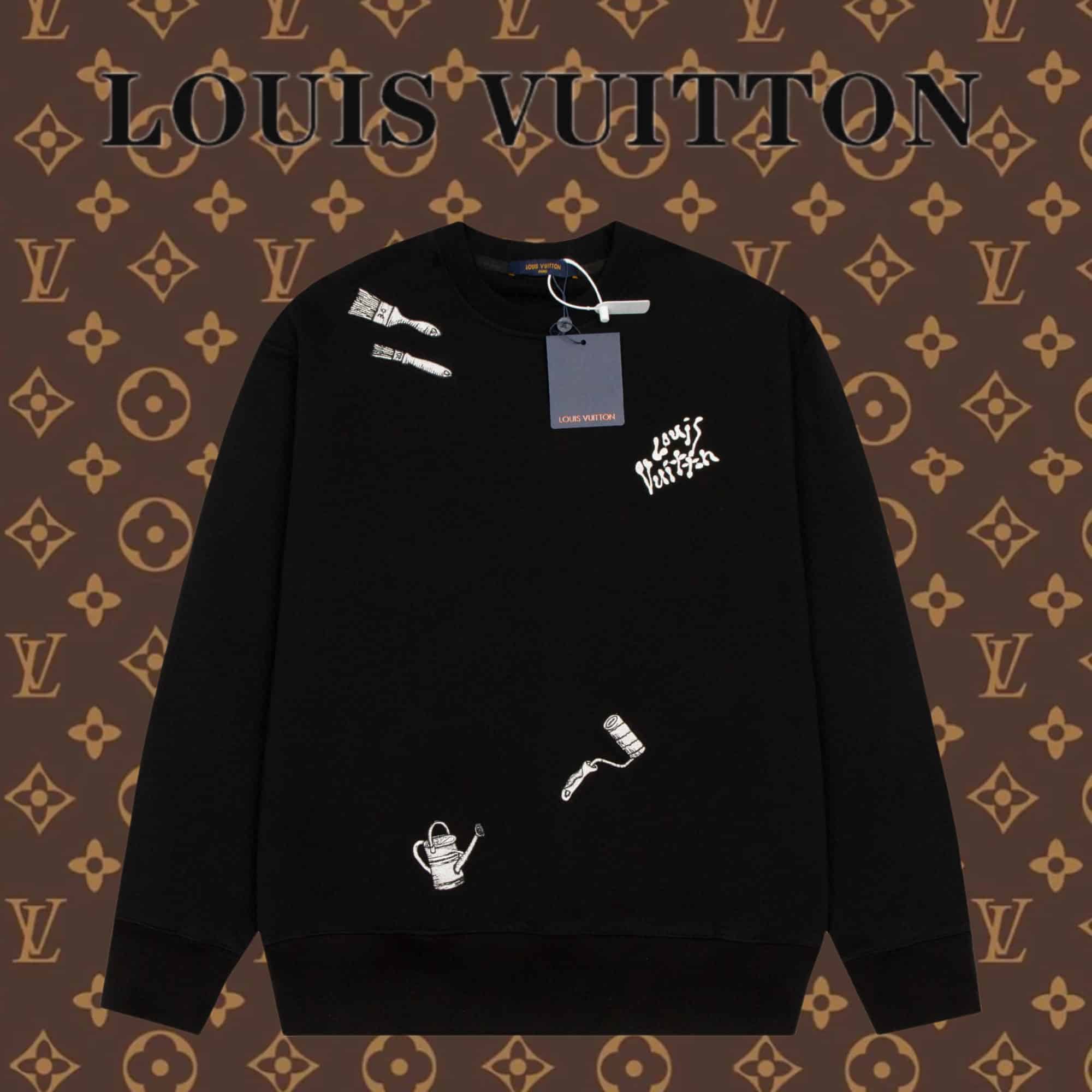 衛衣 - DW 高品質 LV 路易威登FW23 秋冬新款 油漆工具圓領衛衣 面料採用純棉精梳棉衛衣面料 色定染面料
