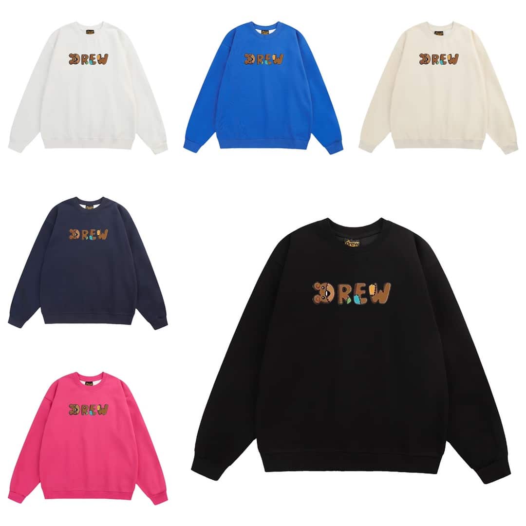 衛衣 - ET H009# 6個色 2023SS比伯同款笑臉drew薄款衛衣高街寬松秋季新款 360g純棉面料,寬松版