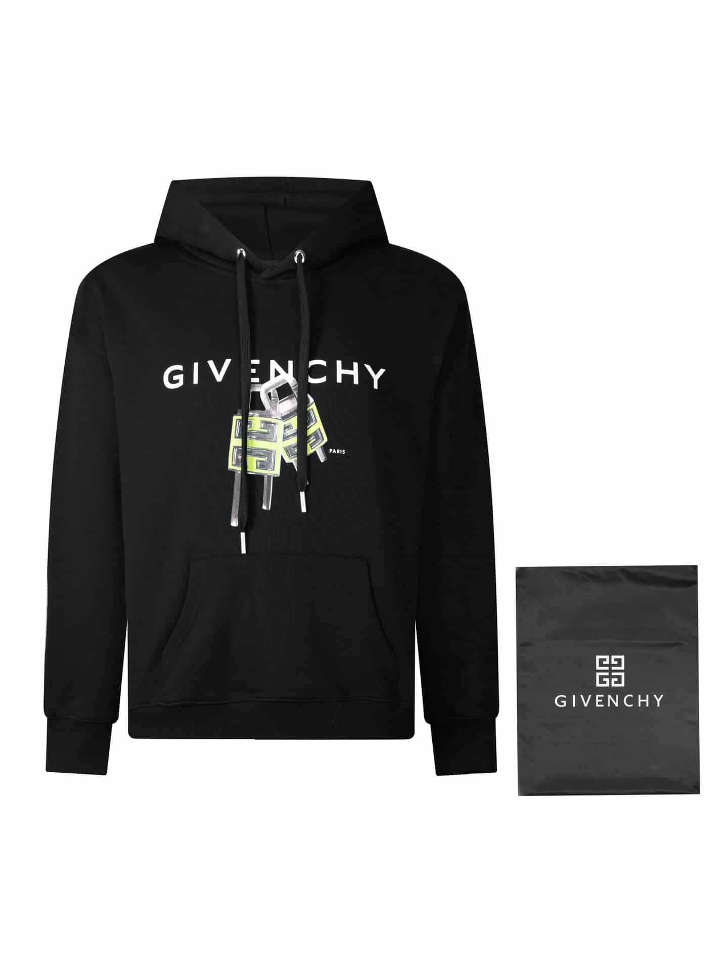 衛衣 - #F123 配尼龍袋包裝 Givenchy紀梵希新款字母印花連帽衛衣 鎖頭圖案不管是T桖還是衛衣都