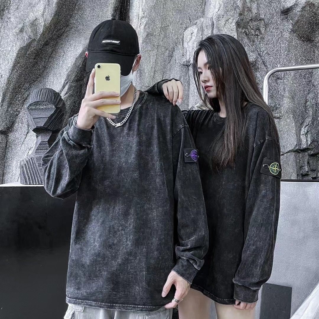 長褲, 長袖, 衛衣, 夾克 - WEI W902# Stone Island 22ss石頭島經典logo袖章 重磅水洗長袖 百搭情侶款打底圓