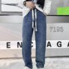 長褲 - 7193 K 23秋季新款上線 無彈松緊腰拖地牛仔褲 直筒寬松版 工藝印花 面料超柔軟舒適 顏