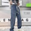 長褲 - 7198 K 23秋季新款上線 無彈松緊腰拖地牛仔褲 直筒寬松版 工藝印花 面料超柔軟舒適 顏