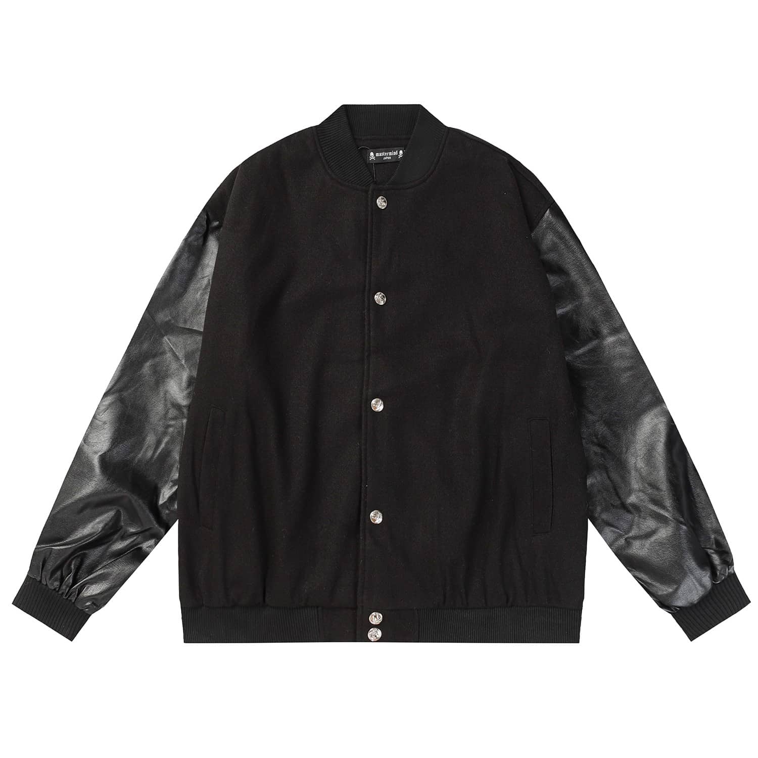 衛衣, 棒球服 - mastermind秋冬新款呢子料拼皮袖棒球服 尺碼 M L XL 顏色 黑