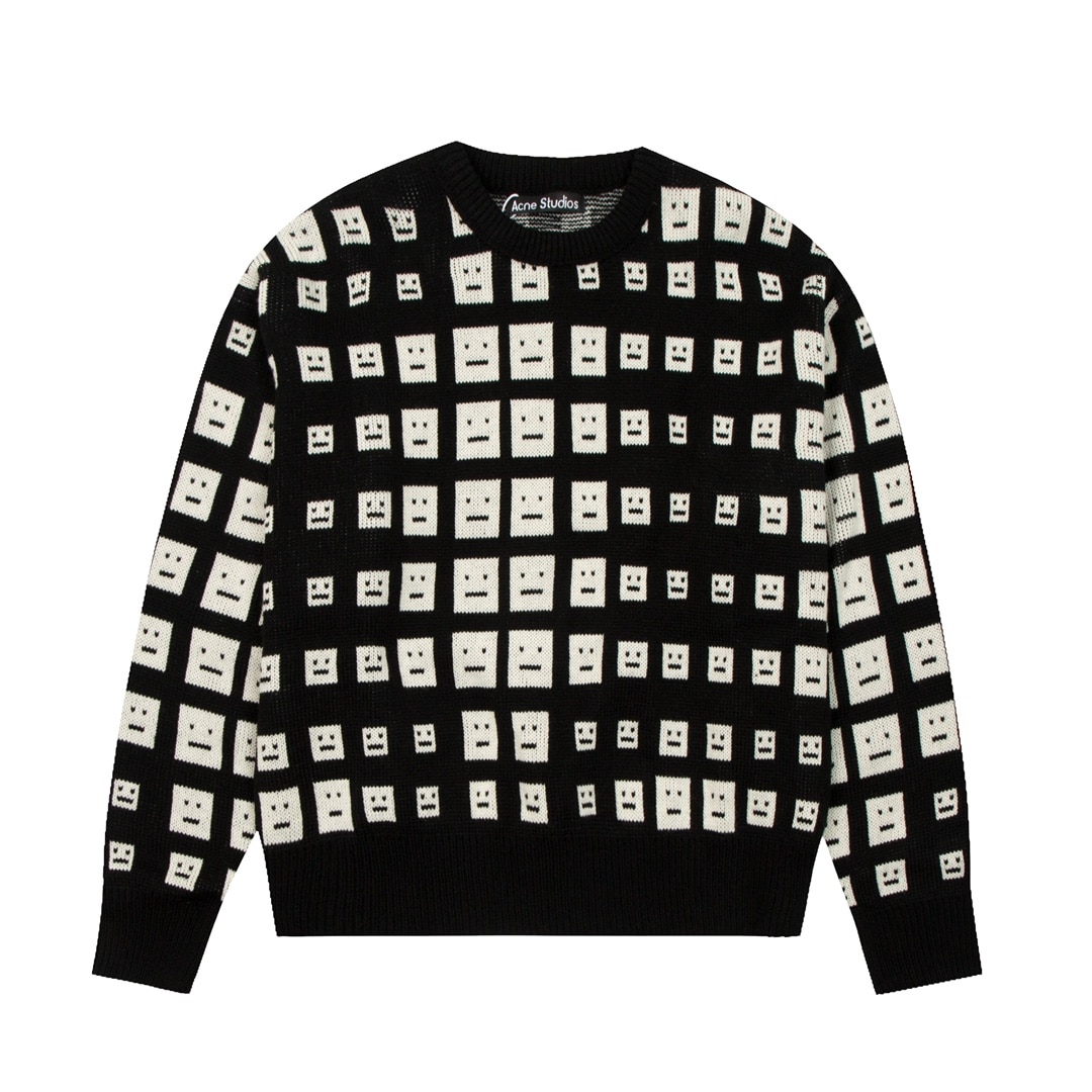 - RS AC23#貨穩 「2023秋季新款」 ACNE STUDIOS 馬賽克表情方塊笑臉毛衣圓領 2023秋