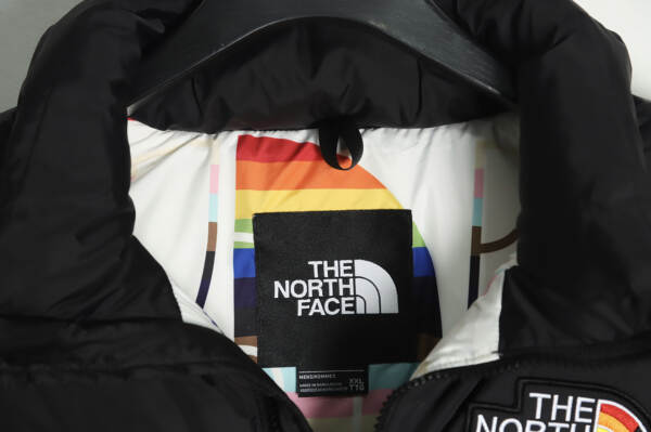 The North Face FW22 1996 复古 Nuptse Pride 夹克 700 Puff 彩虹标志刺绣立领拉链羽絨服 TSK1