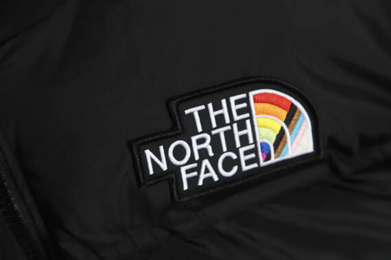 The North Face FW22 1996 复古 Nuptse Pride 夹克 700 Puff 彩虹标志刺绣立领拉链羽絨服 TSK1