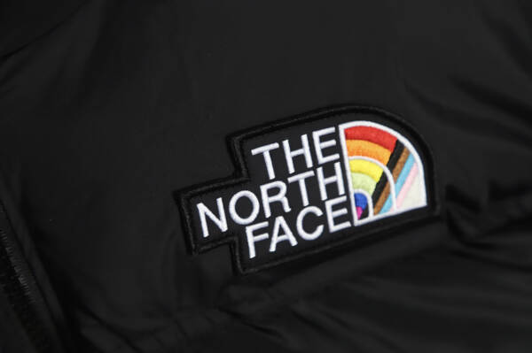 The North Face FW22 1996 复古 Nuptse Pride 夹克 700 Puff 彩虹标志刺绣立领拉链羽絨服 TSK1