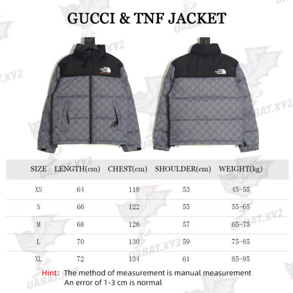 Gucci X The North Face 北面联名 Gucci 老花标志羽絨服 TSK1